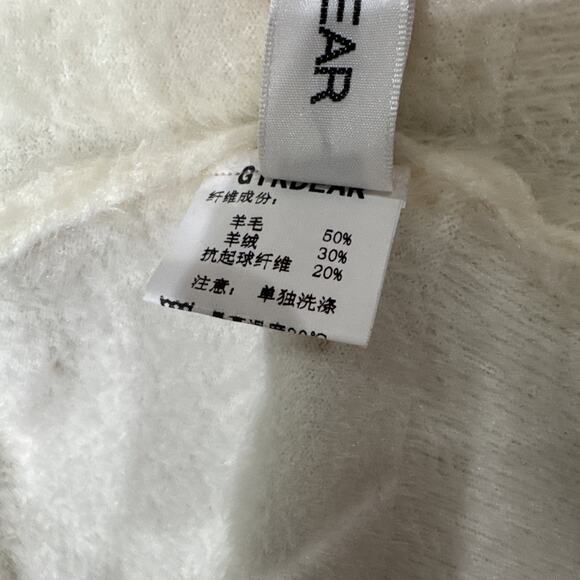 Cashmere&Wool White,Cardigan Sweater, Wmn SzS,embroidery,cottageCore Fuzzy Grany - Picture 7 of 16